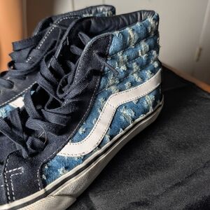 Men's Supreme x Vans Sk8-Hi Pro "Hole Punch Denim - Blue" sneakers Size 10